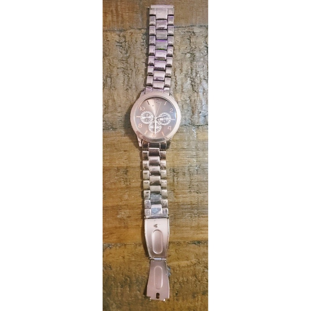Rose Gold Rhinestone Women's Fashion Watch Stainless Steel Back Dead Battery